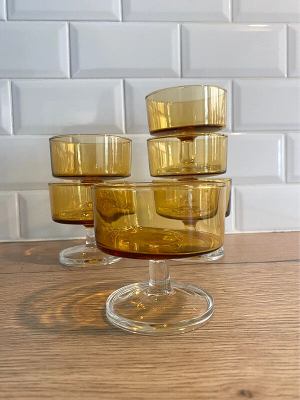 6 champagne glasses in amber glass Luminarc Cavalier