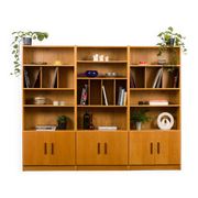 Ib Kofod Larsen Danish oak 3 modules bookshelf vinyl records shelves for Faarup, Denmark, 80s