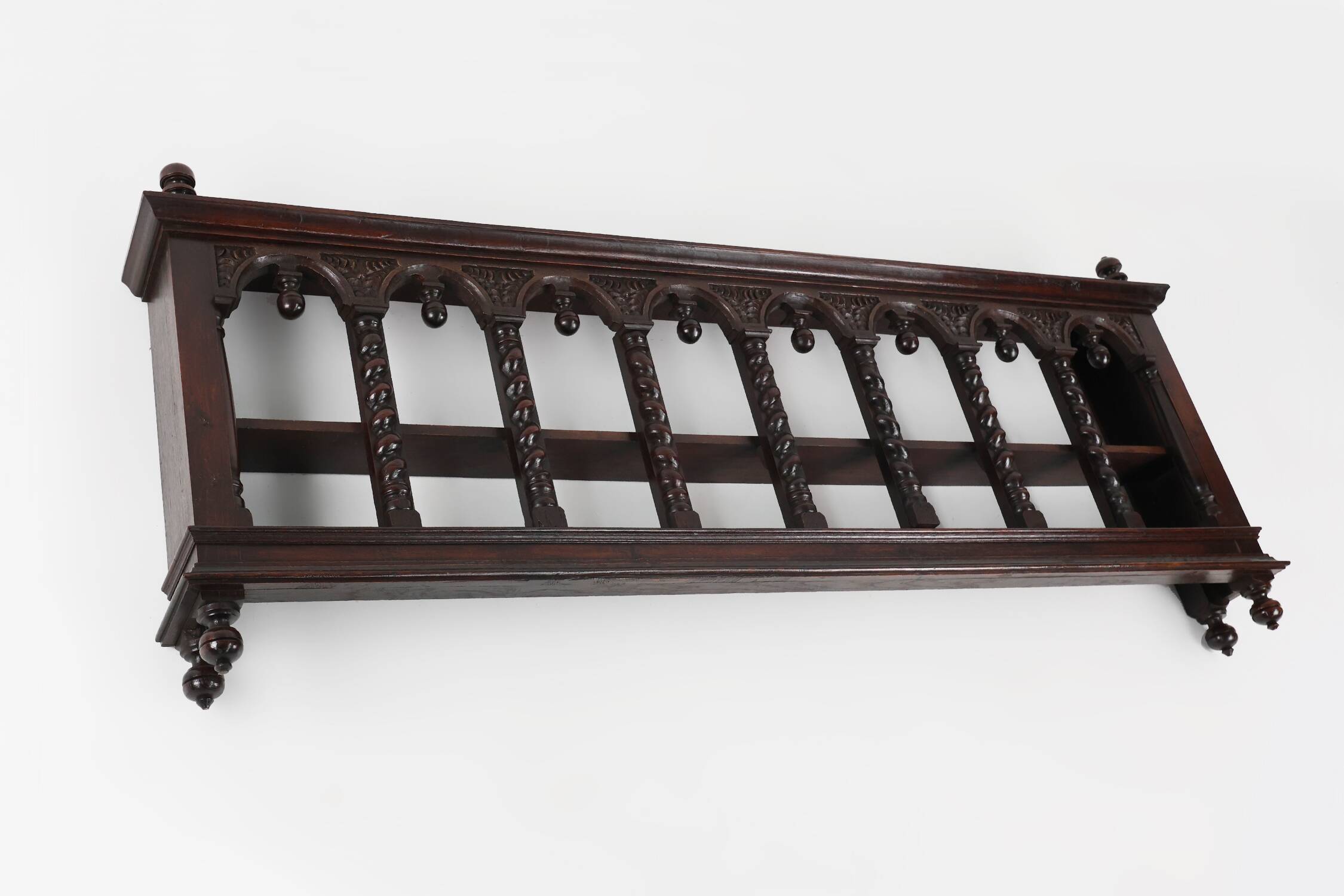 16th Century gothic style hand carved wall mount rack