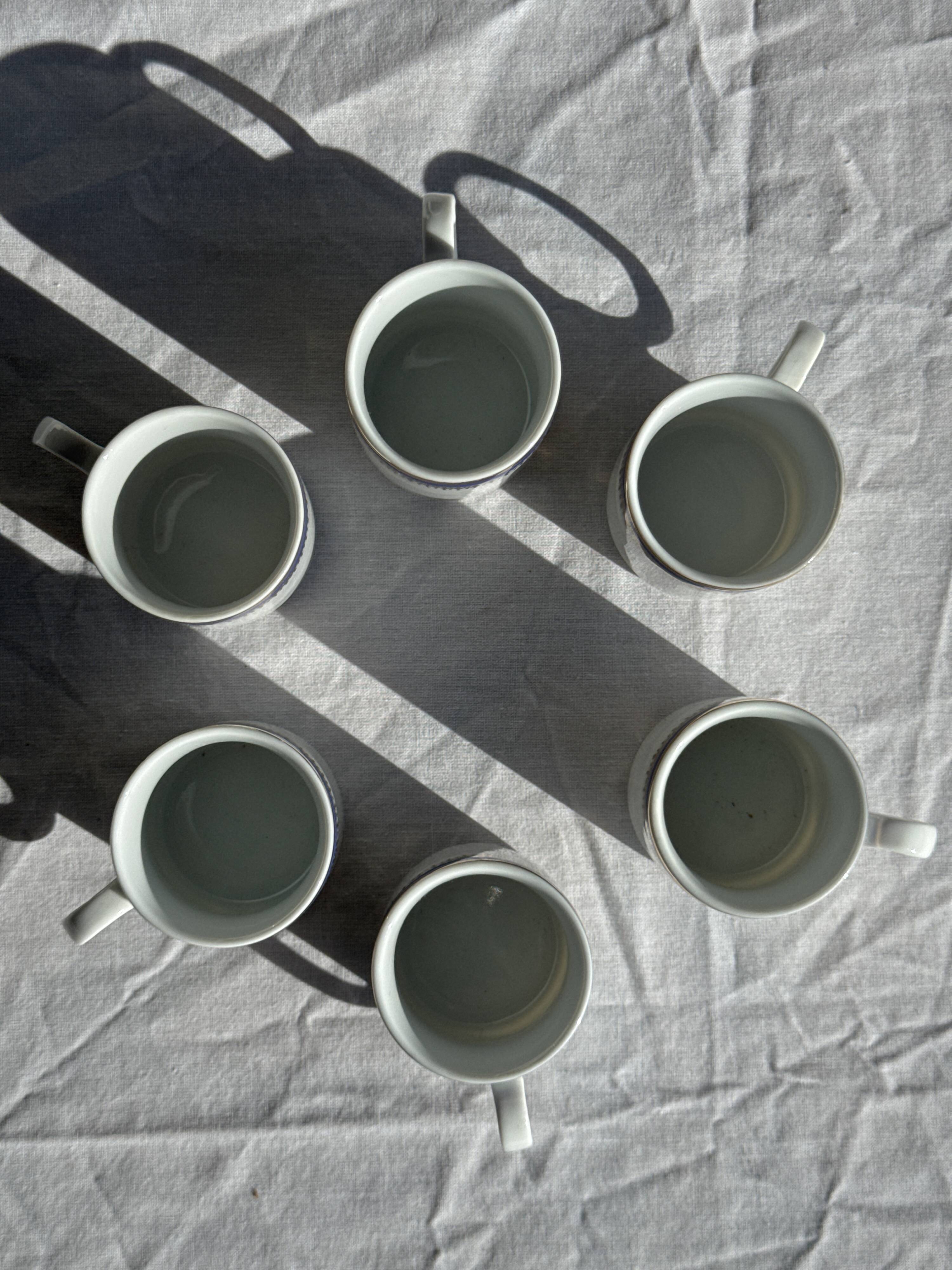 Set of 6 small espresso cups Germer Porcelain, made in Brazil.