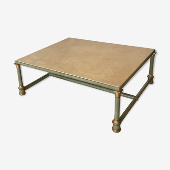 Table basse en travertin bronze et cuivre