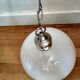 Hanging lamp 1970 globe white and grey glass silver
