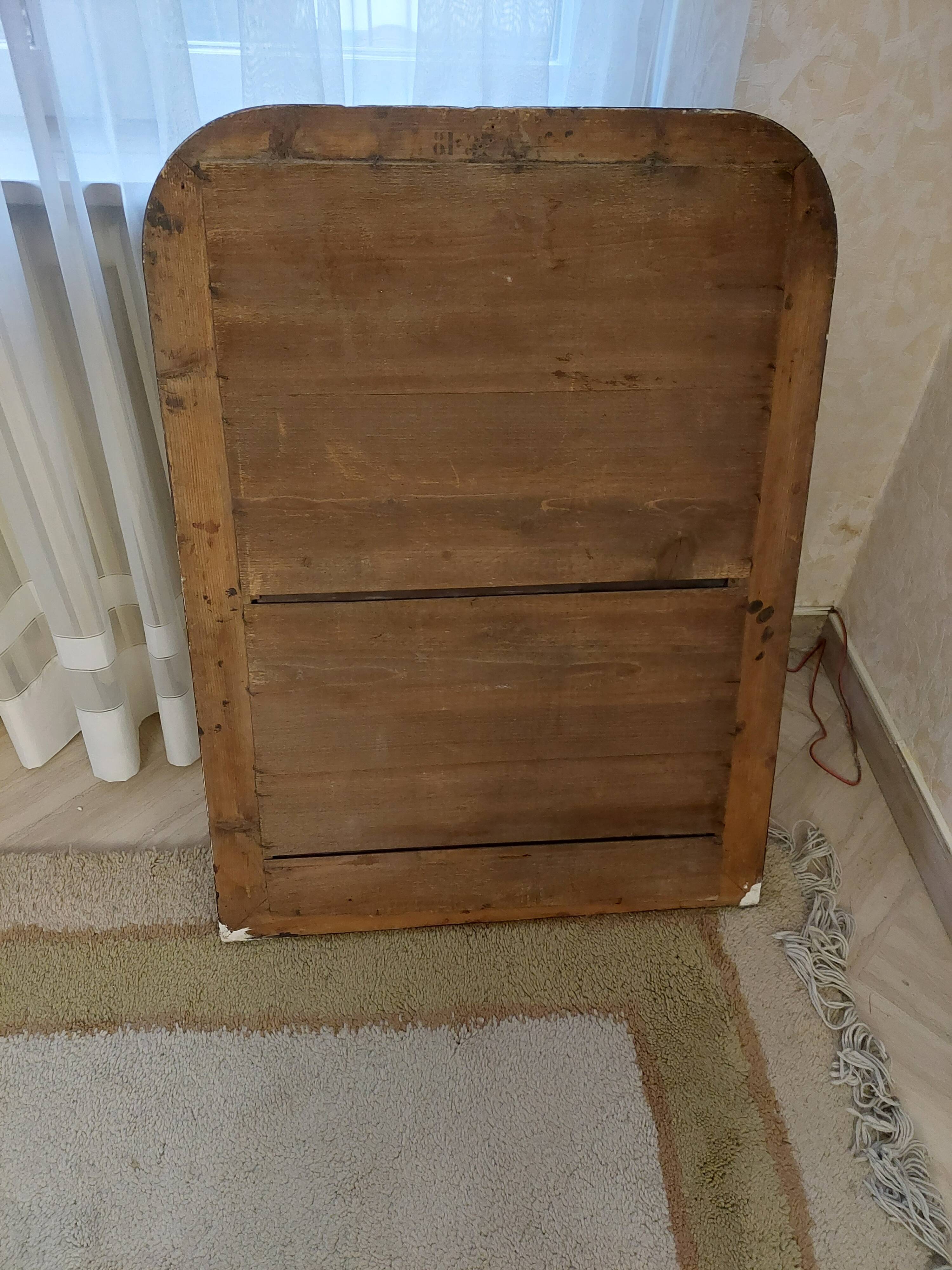 mirror carved wooden semi-circle frame 60x70cm