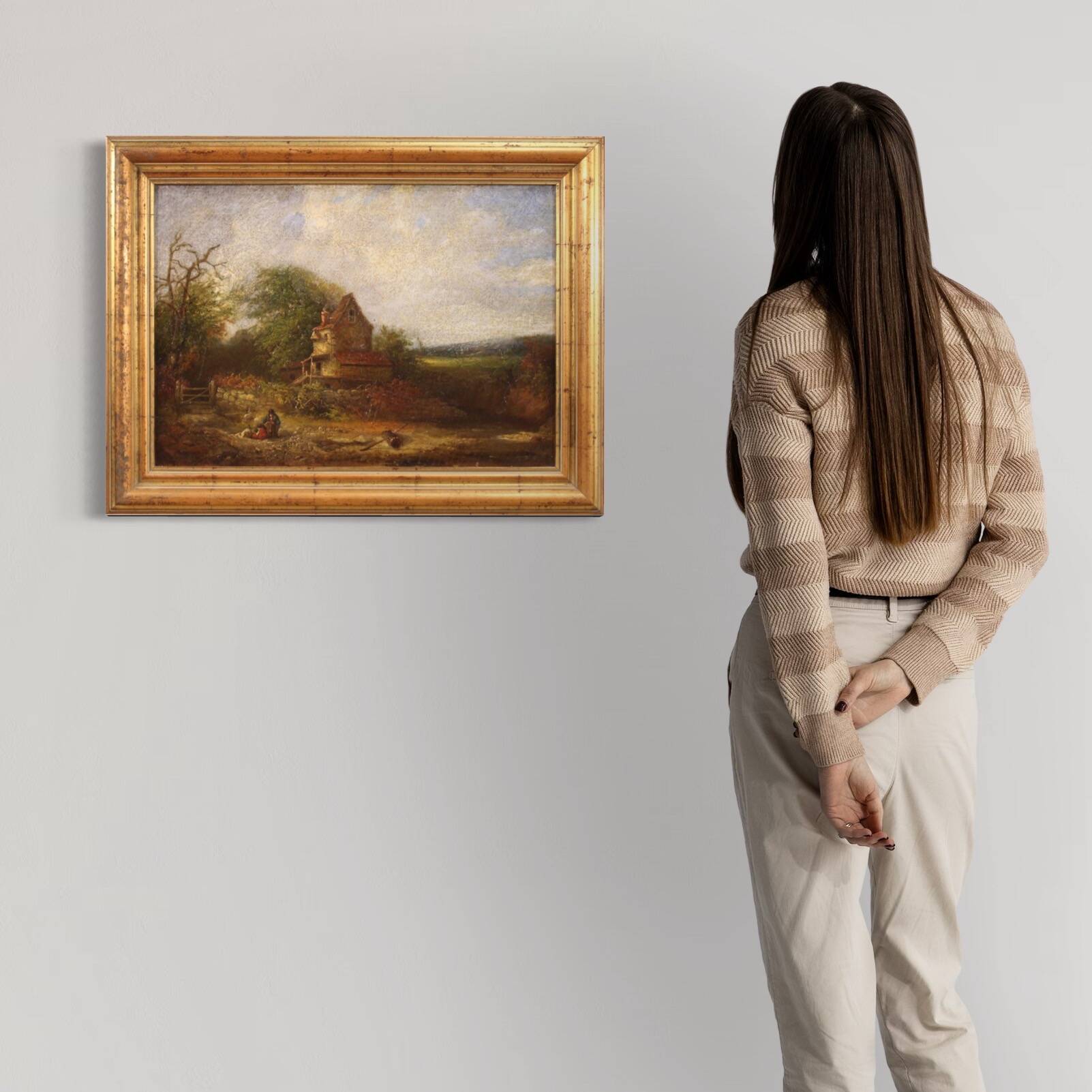 Peinture américaine paysage de campagne signée et datée 1854