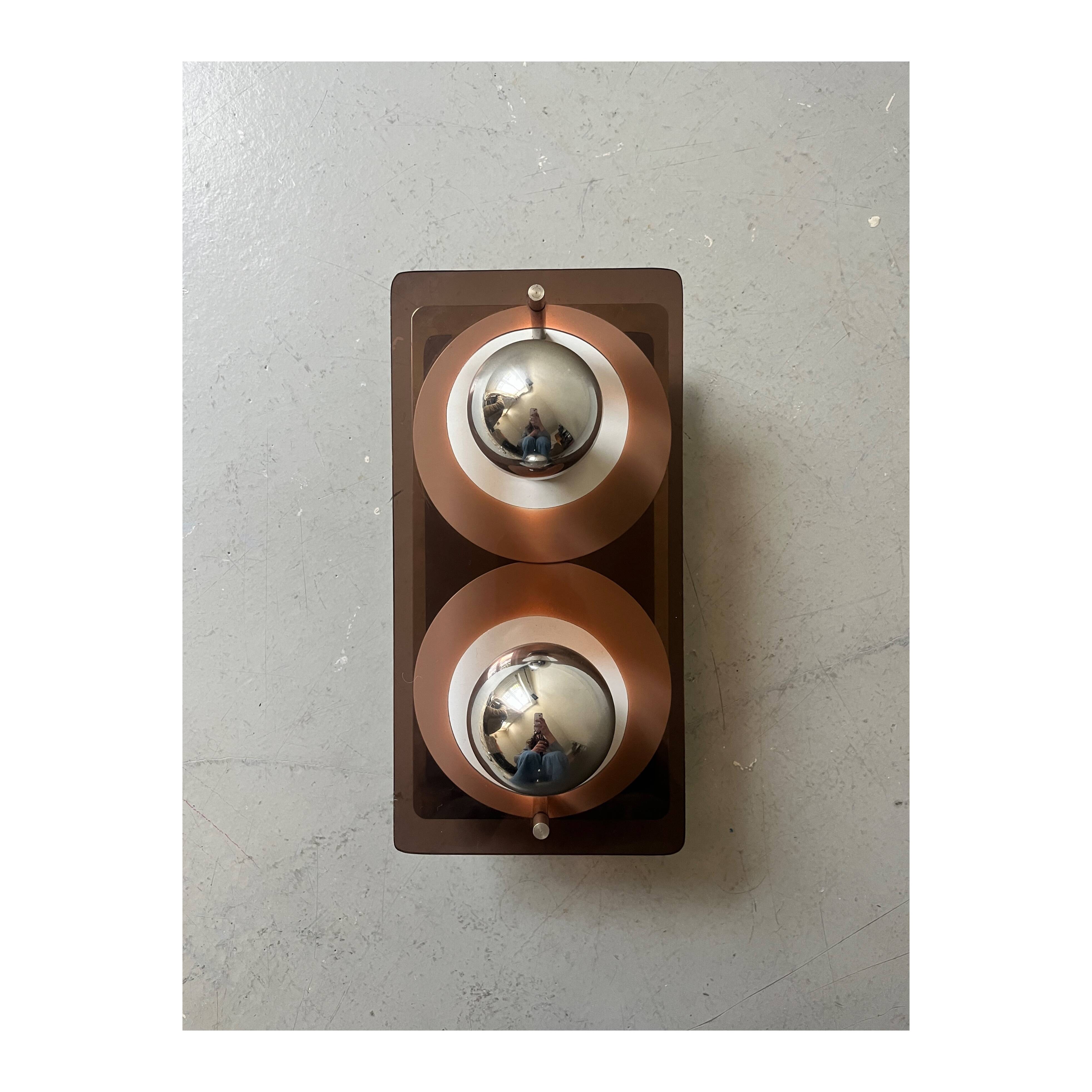 Disco wall light in smoked plexiglass by Jacqueline Trocmé for Oxar, design 1970