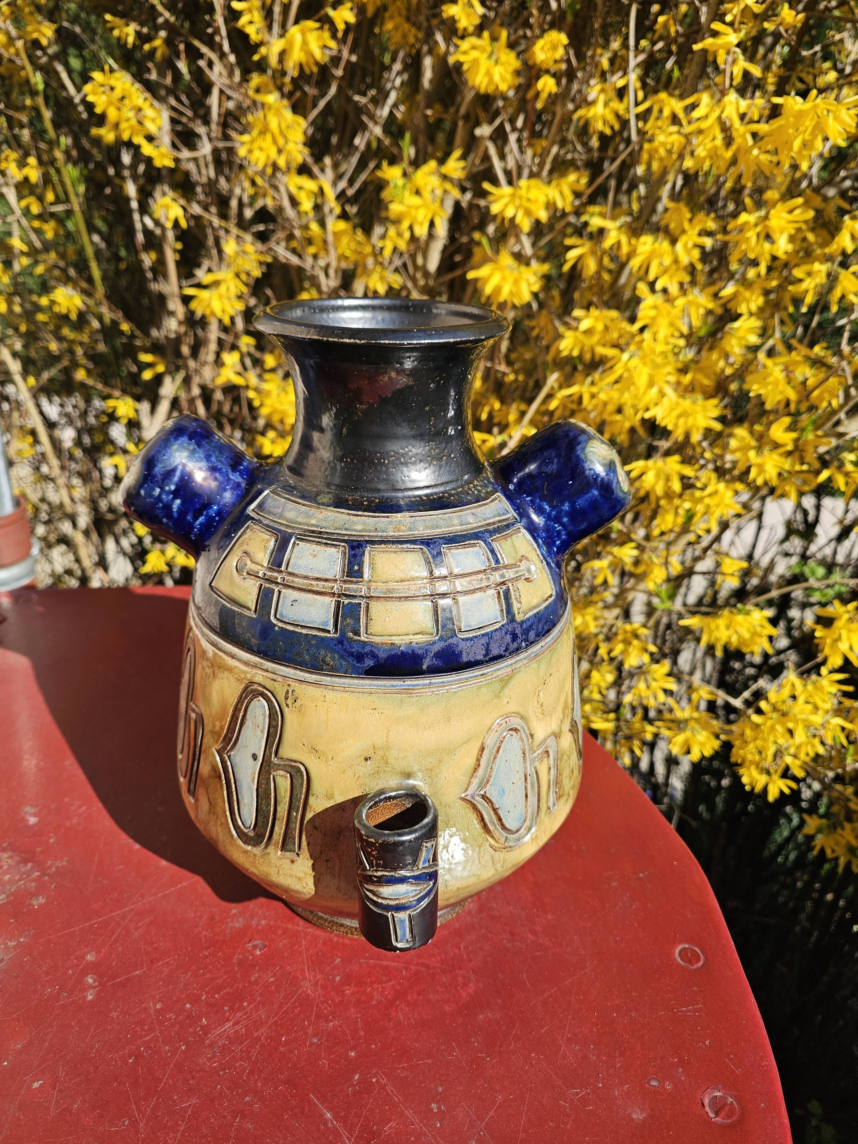 Stoneware vase with Art Deco geometric motifs signed Roger GUERIN