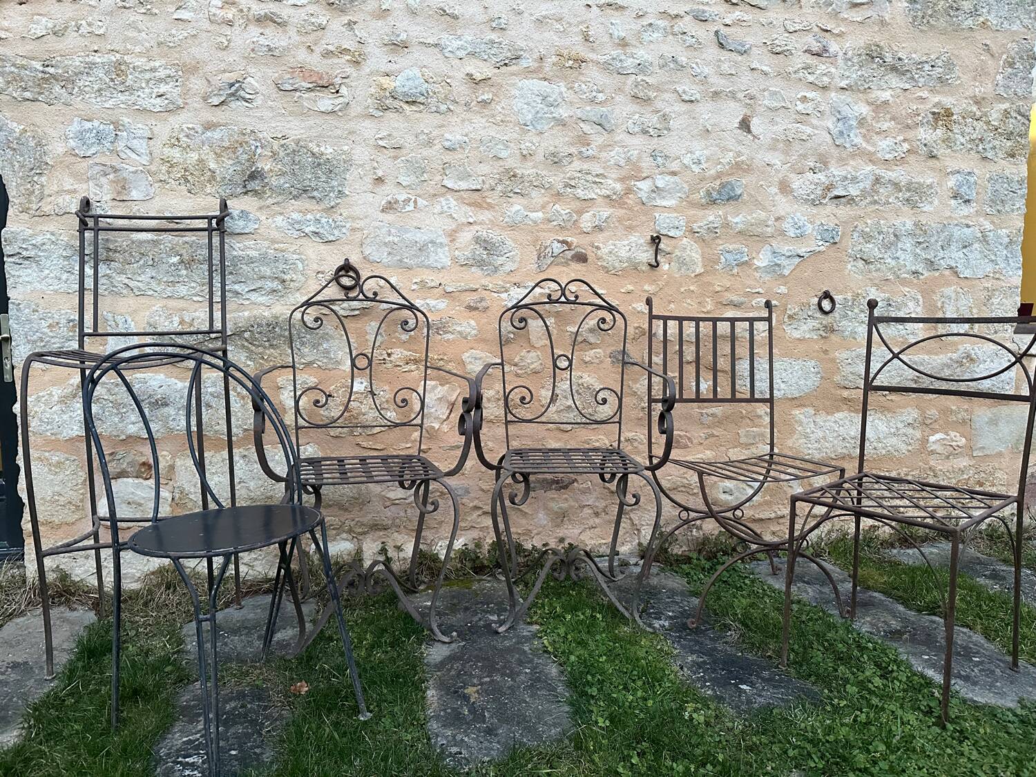 Set of handcrafted wrought iron chairs