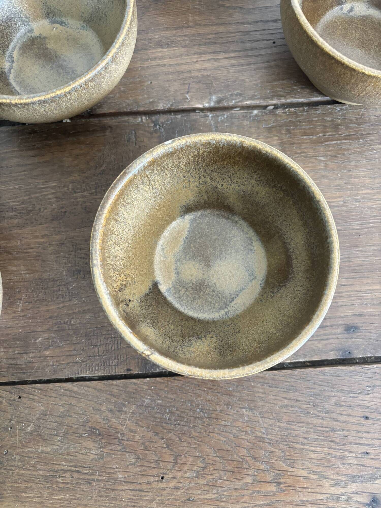 Set of 7 brown stoneware bowls from Digoin.