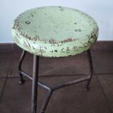 Vintage tripod stool, industrial style wood and metal
