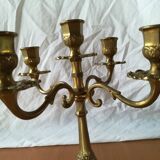 Pair of 5-light brass candelabra candlesticks, 20th century