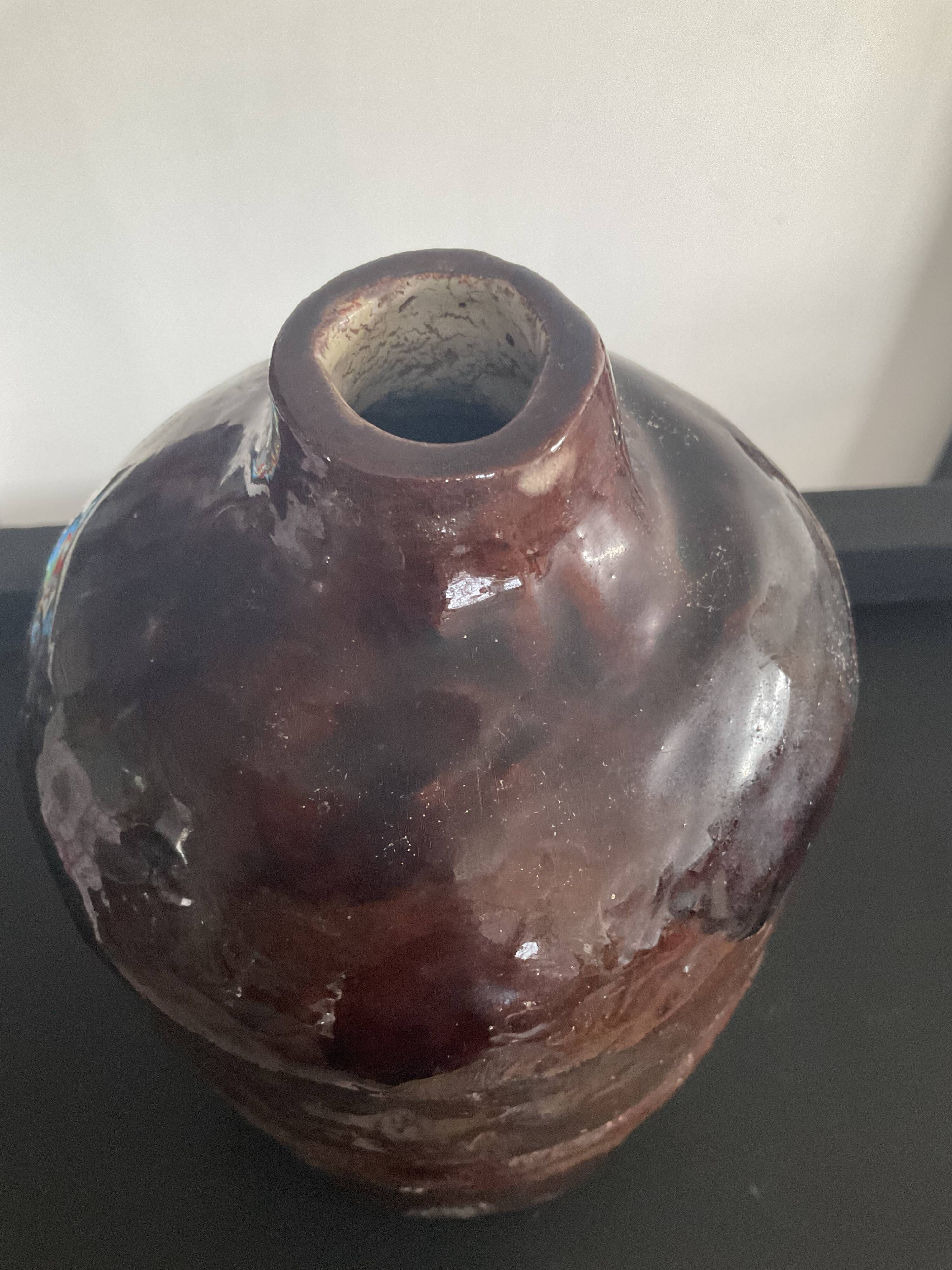 Vintage glazed terracotta vase