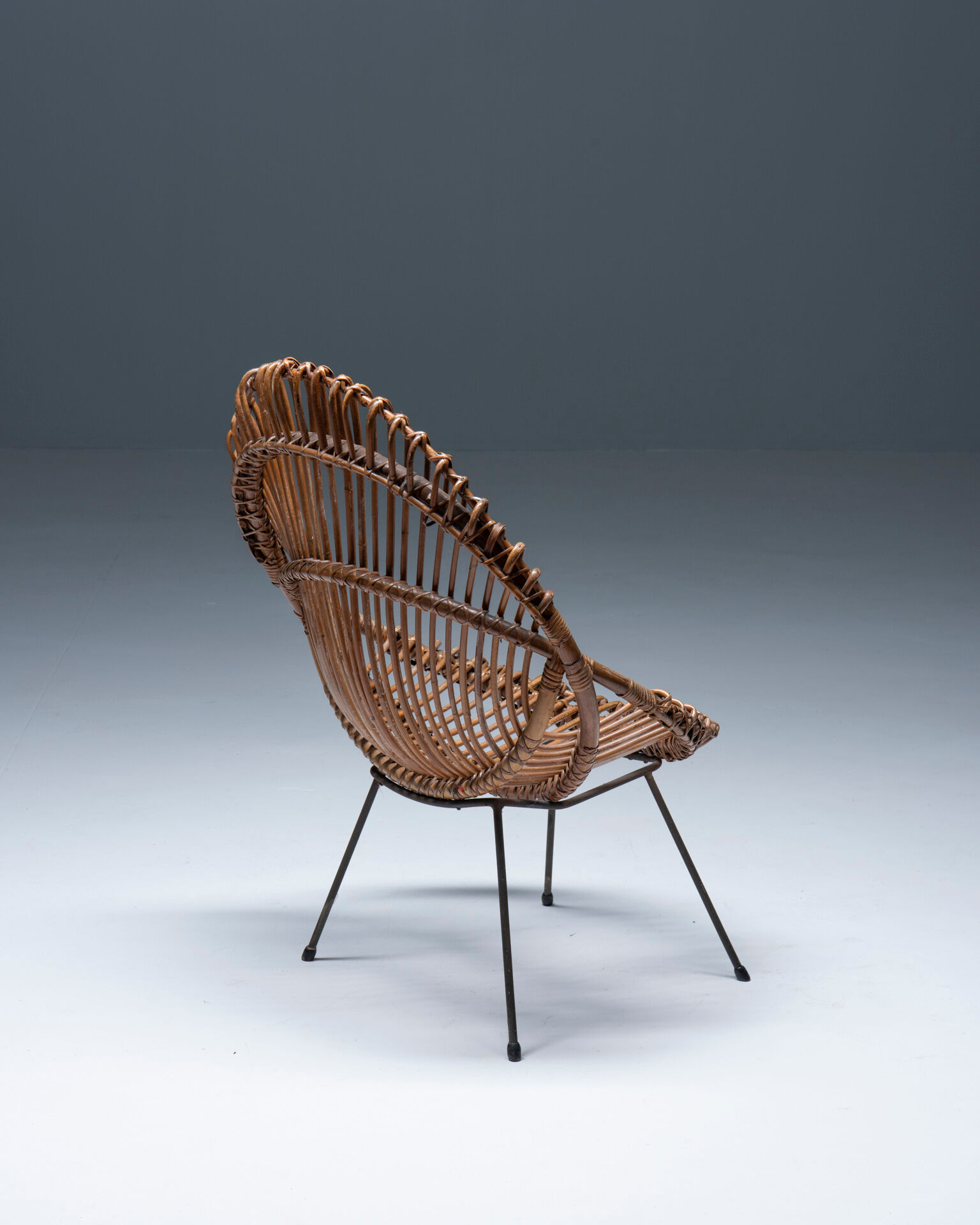 Mid-century chair in rattan, italy, 1950's