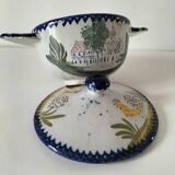 Earthenware bowl with lid from Charolles, village decoration.