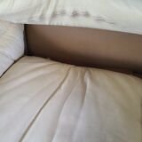 Fauteuil avec pouf en cuir et daim