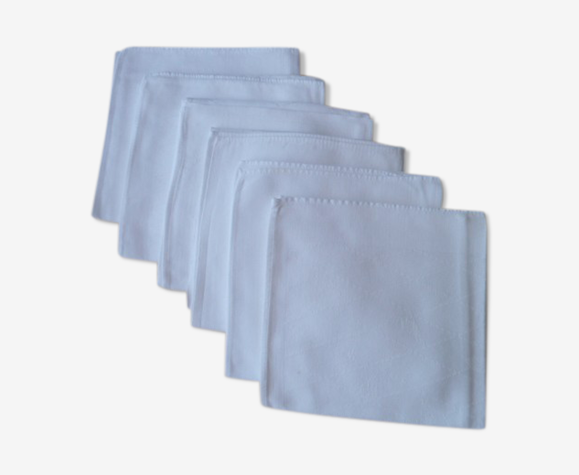 Set de 6 serviettes de table en coton damassé blanc 48 x 48 cm