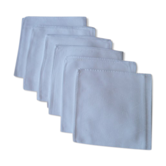 Set of 6 white damask cotton napkins 48 x 48 cm