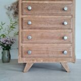 Semainier commode pieds compas bois brut