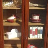 Small oak display case, old glass