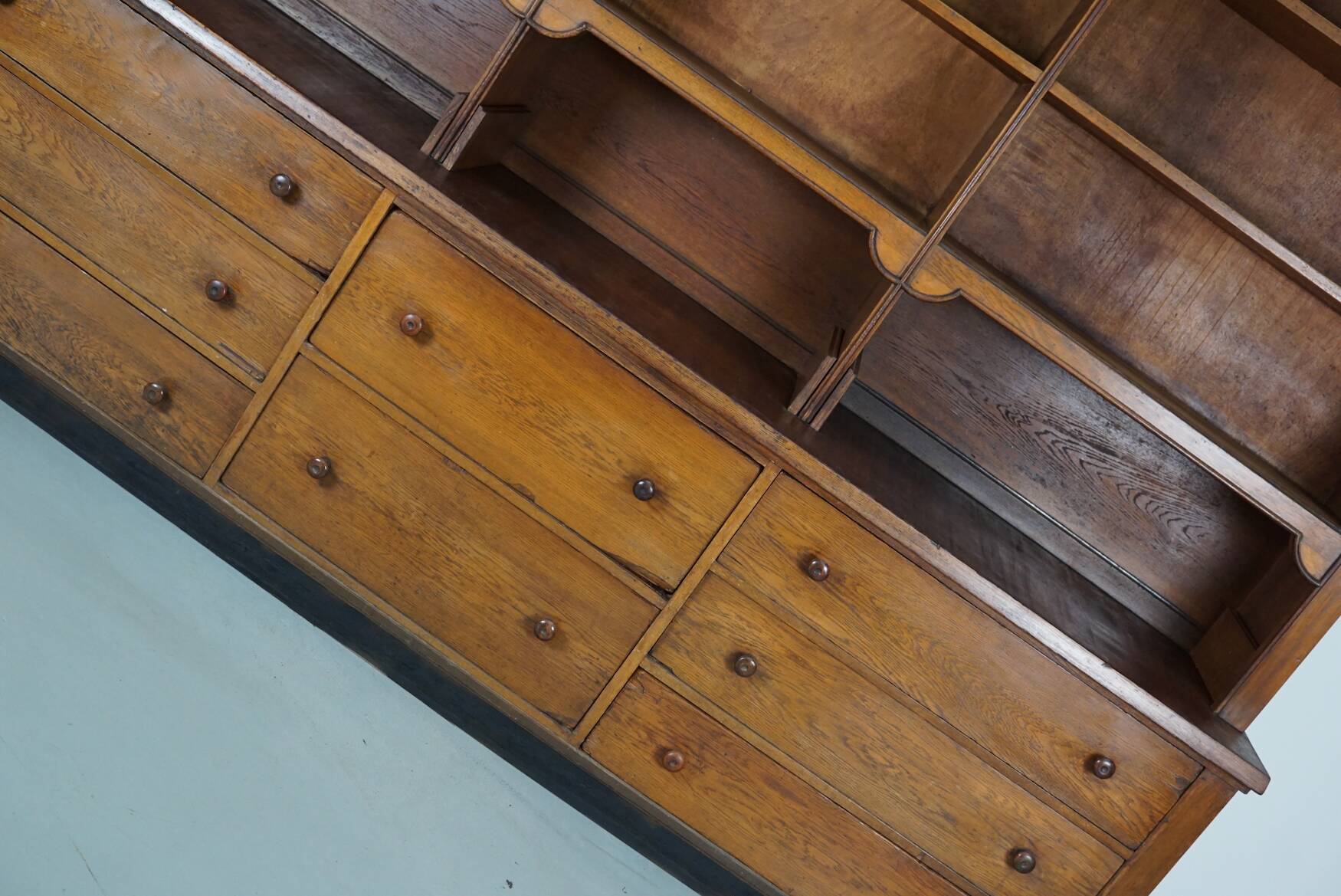 Large Antique Art Deco German Oak Chocolate Shop Cabinet, 1920s