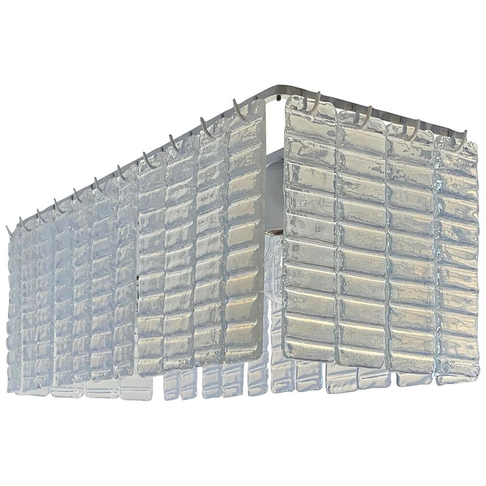 Opalino striped “listelli” murano glass rectangular chandelier