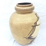 Vase en grès décor bateau