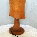 Lampe à poser en bois taille dans la masse y compris l'abat jour design 70/80