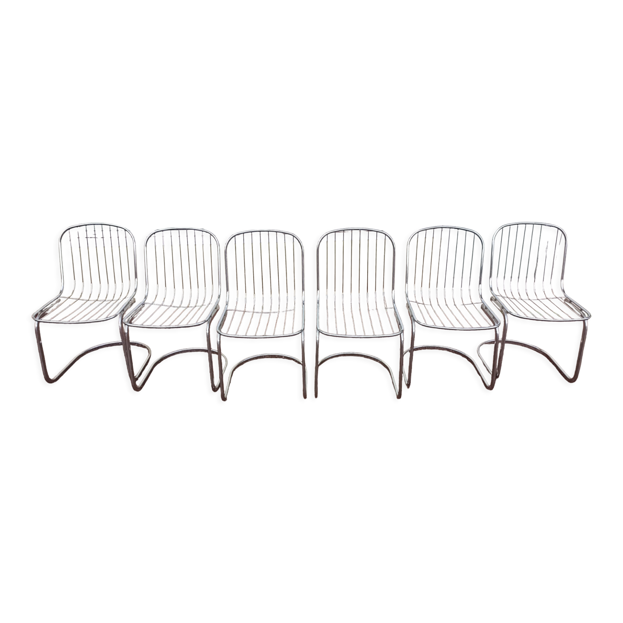 Set of 6 chrome chairs