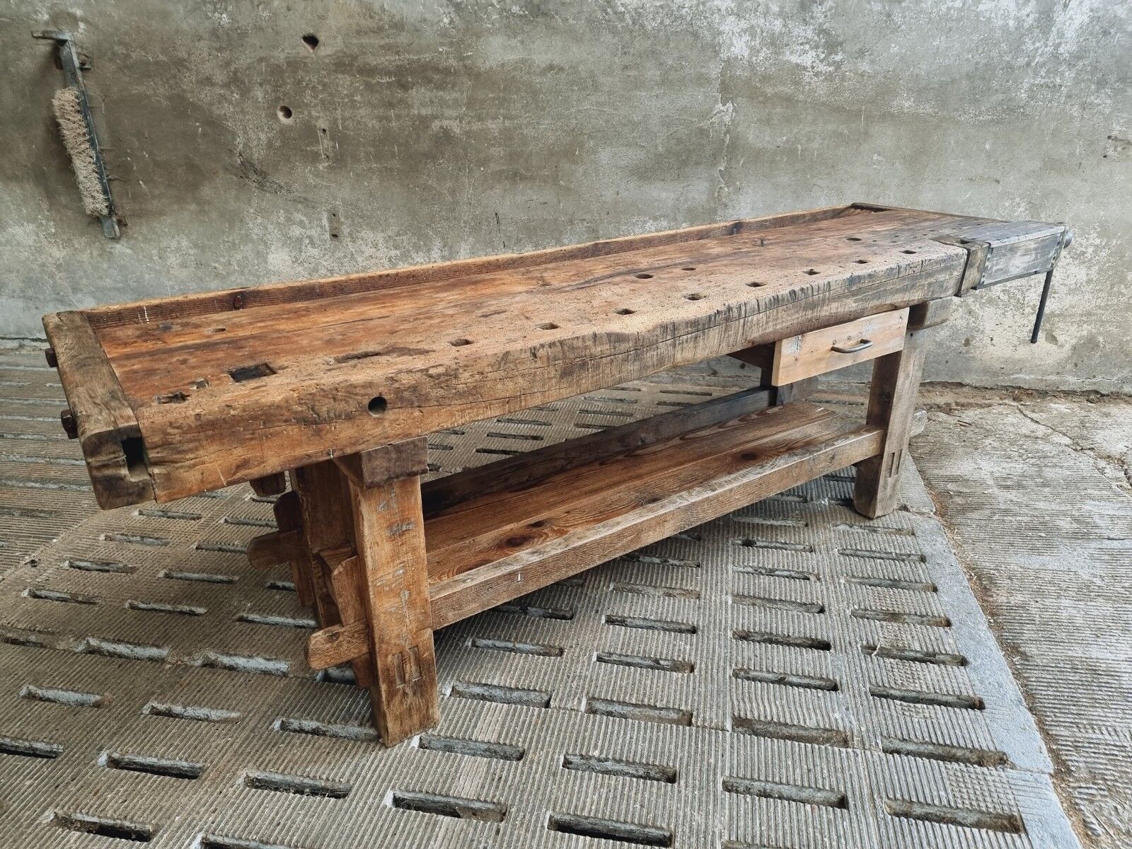 Antique workbench oak, beech side table