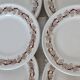 6 vintage porcelain dessert plates with brown ivy border