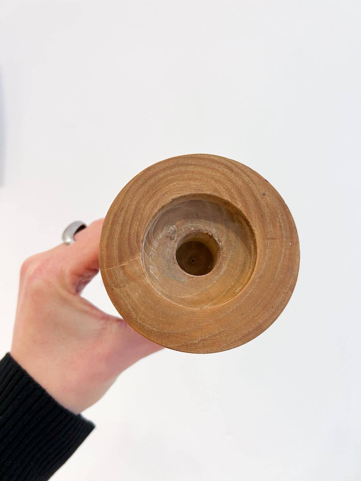 2 turned solid wood candle holders