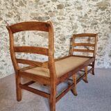 Banquette ancienne en merisier – Lit de repos rustique français