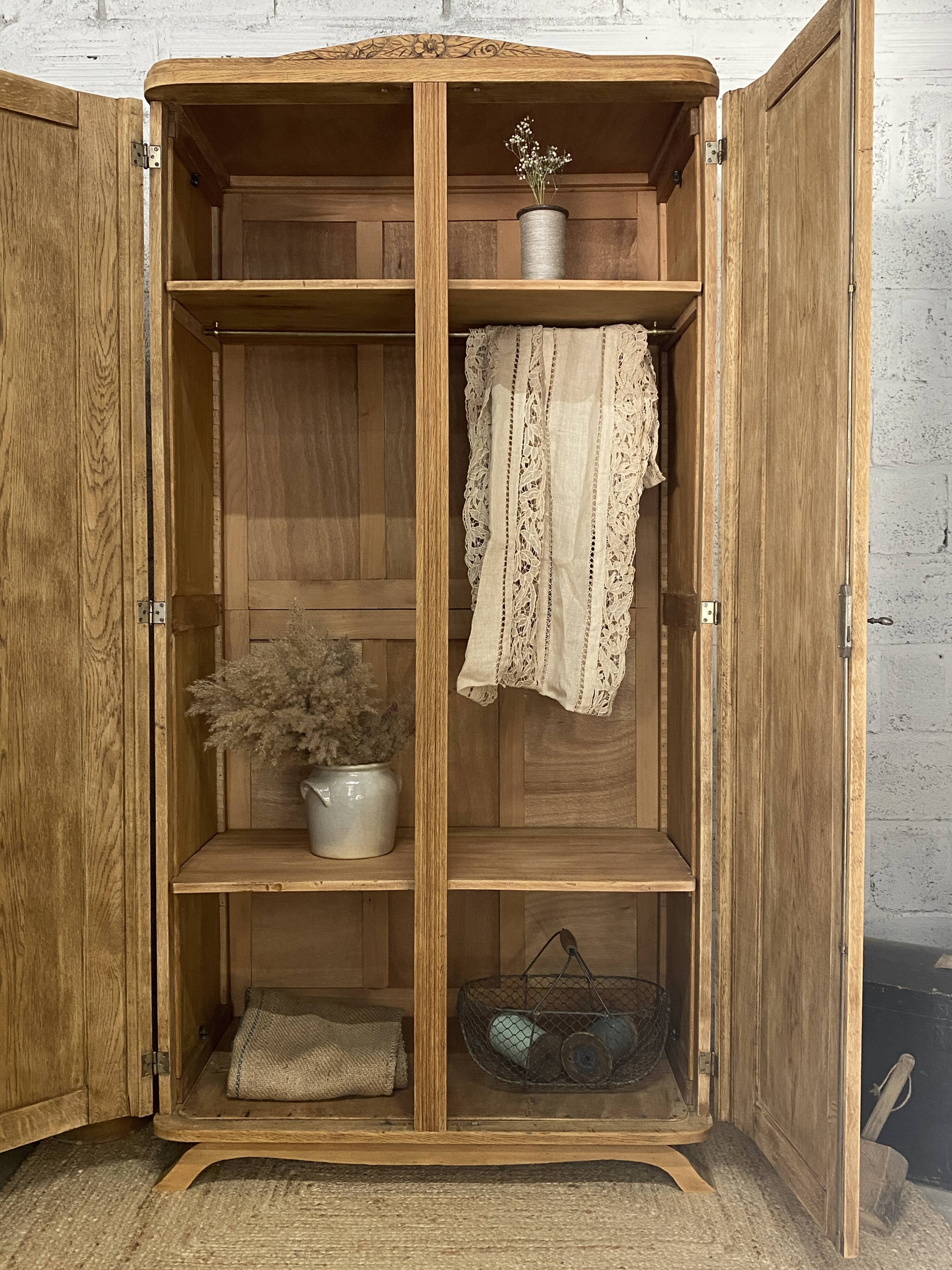 Art Deco oak wardrobe