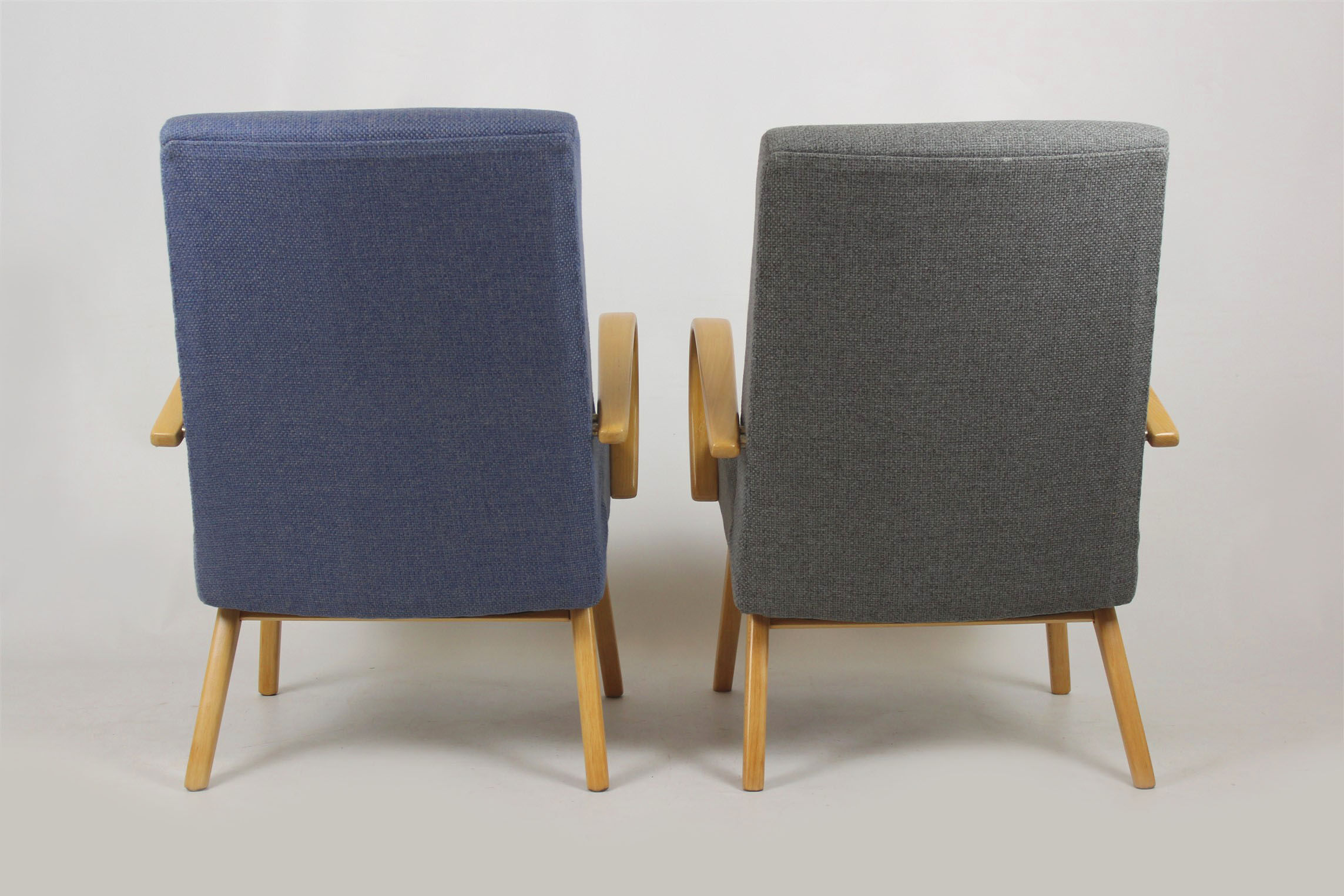 Set of 2  grey and blue lounge armchairs 1960s