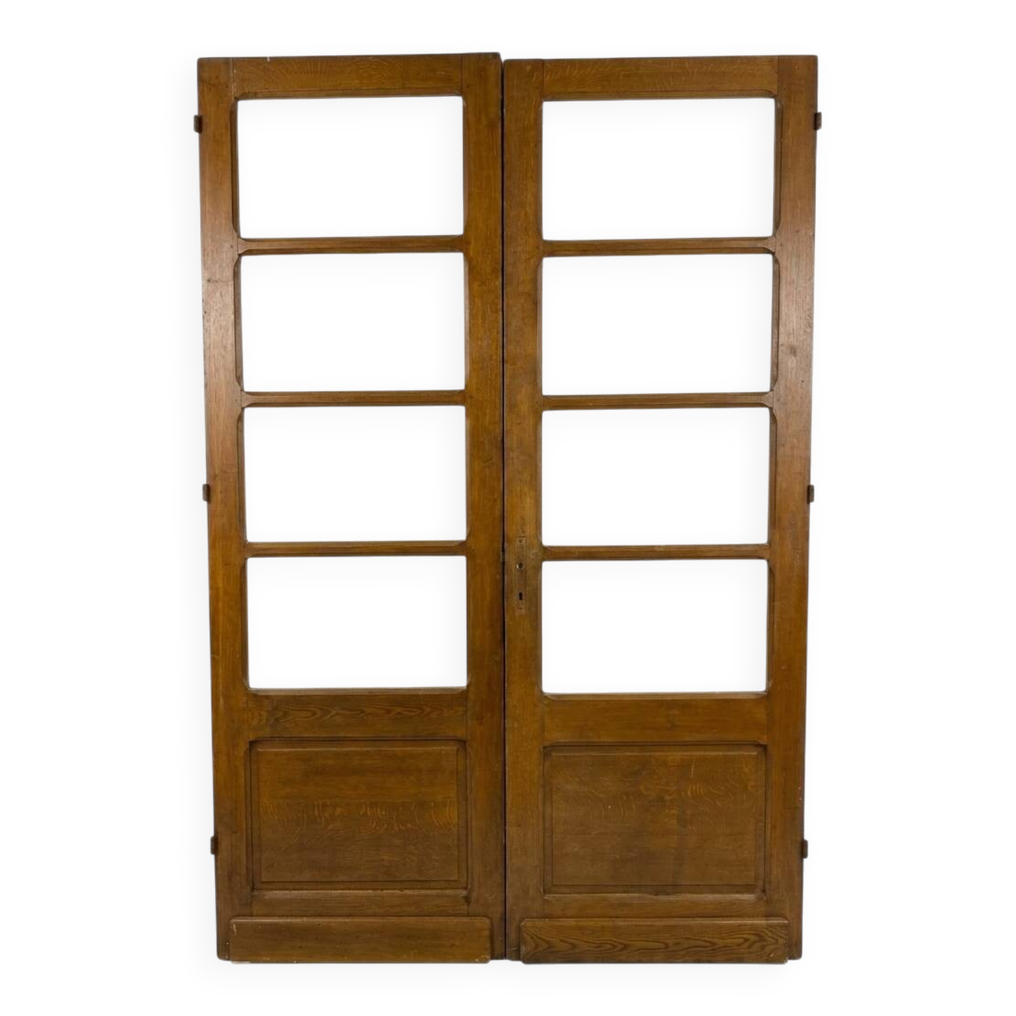 Paire de portes de séparation anciennes, verres biseautés