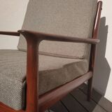 Scandinavian Glostrup Møbelfabrik in teak and fabric armchair