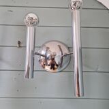 Pair of Space Age wall sconces in chrome metal, 1970.