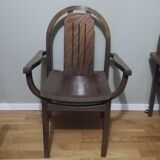 Paire de fauteuils Baumann en hêtre teinté modèle "Argos"