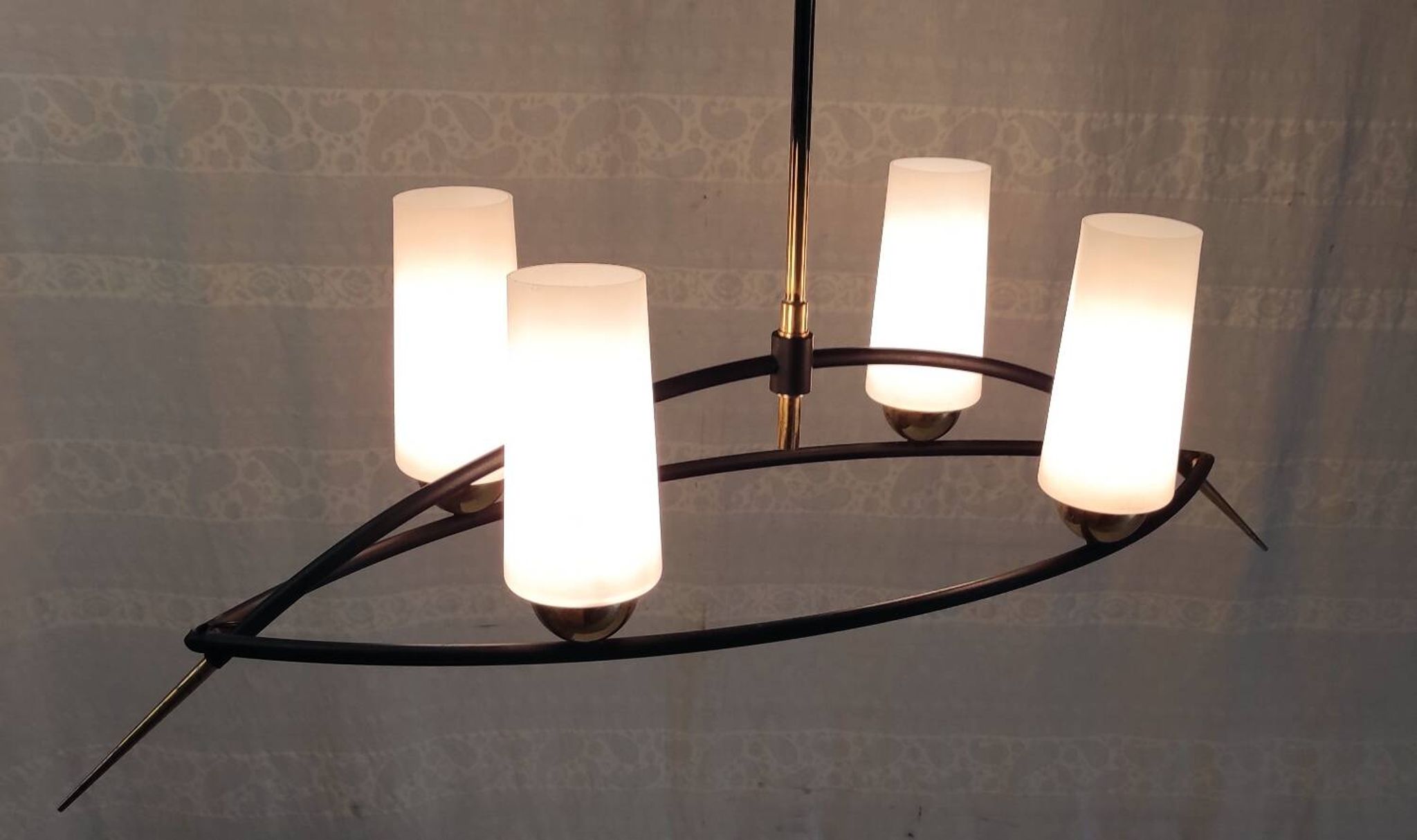 Modernist chandelier by Gaston Fossati for Les Ateliers d'art d'Uzes - 1950s