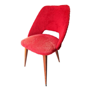 Chaise tonneau moumoute pieds compas