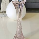 Large Floral Design Vase. Blown Murano Art Glass. Pink Tones, 30.5cm