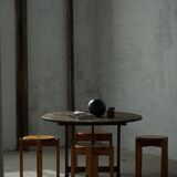 Round table with a tilting top from a 19th-century provincial French winemaker in oak.