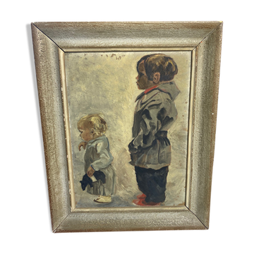 Oil on old canvas framed