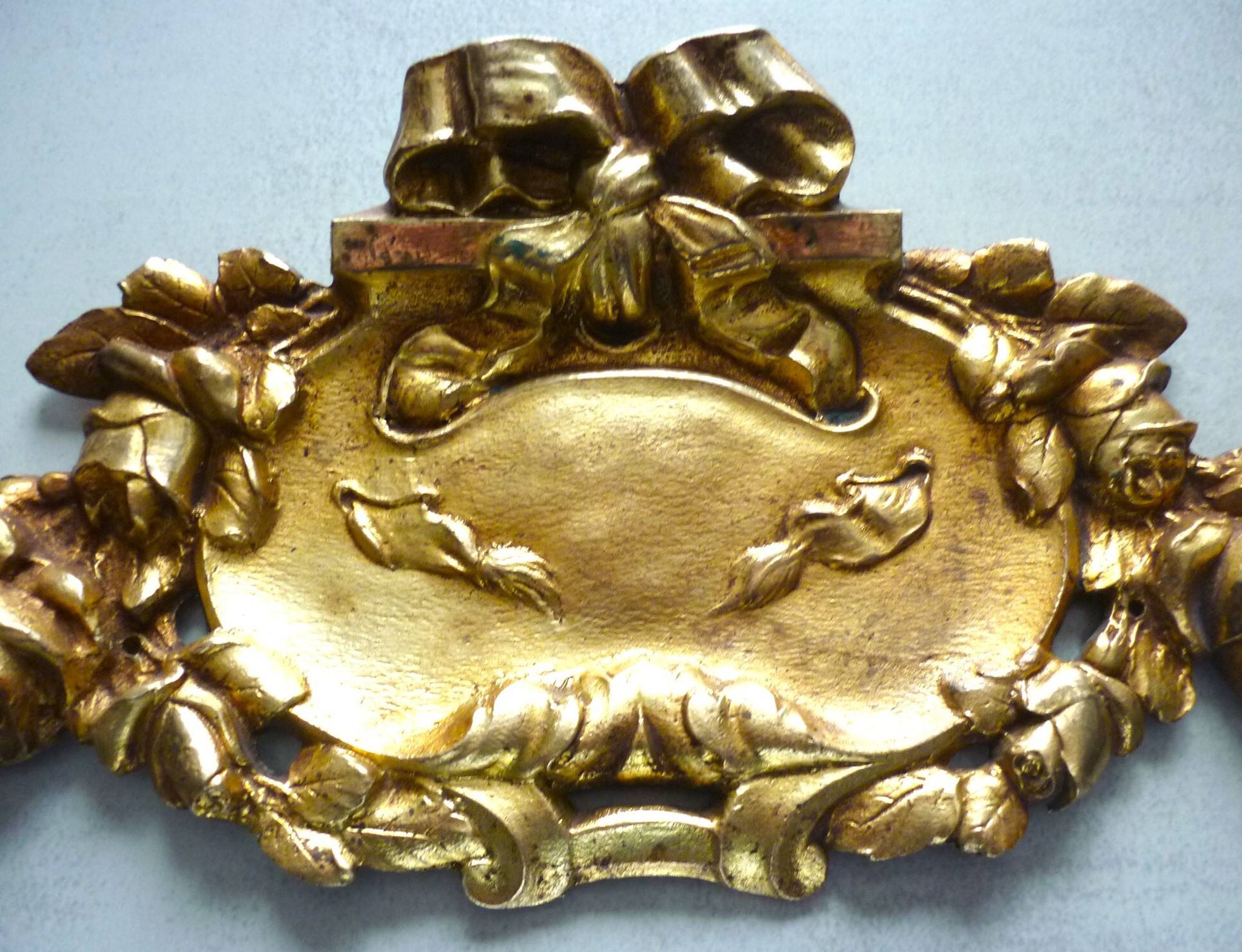 Pediment, gilded bronze, ornament for mirror, piece of furniture, signed Jacquet Grelier