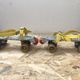 Old pair of speedy metal roller skates grey + straps & vintage brake