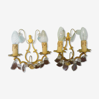 Pair of sconces with glass tassels