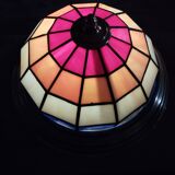 English leaded stained glass ceiling lamp in art-deco style
