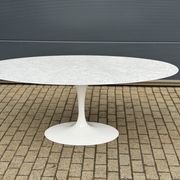 Original Knoll Tulip oval dining table (198cm) Carrara marble