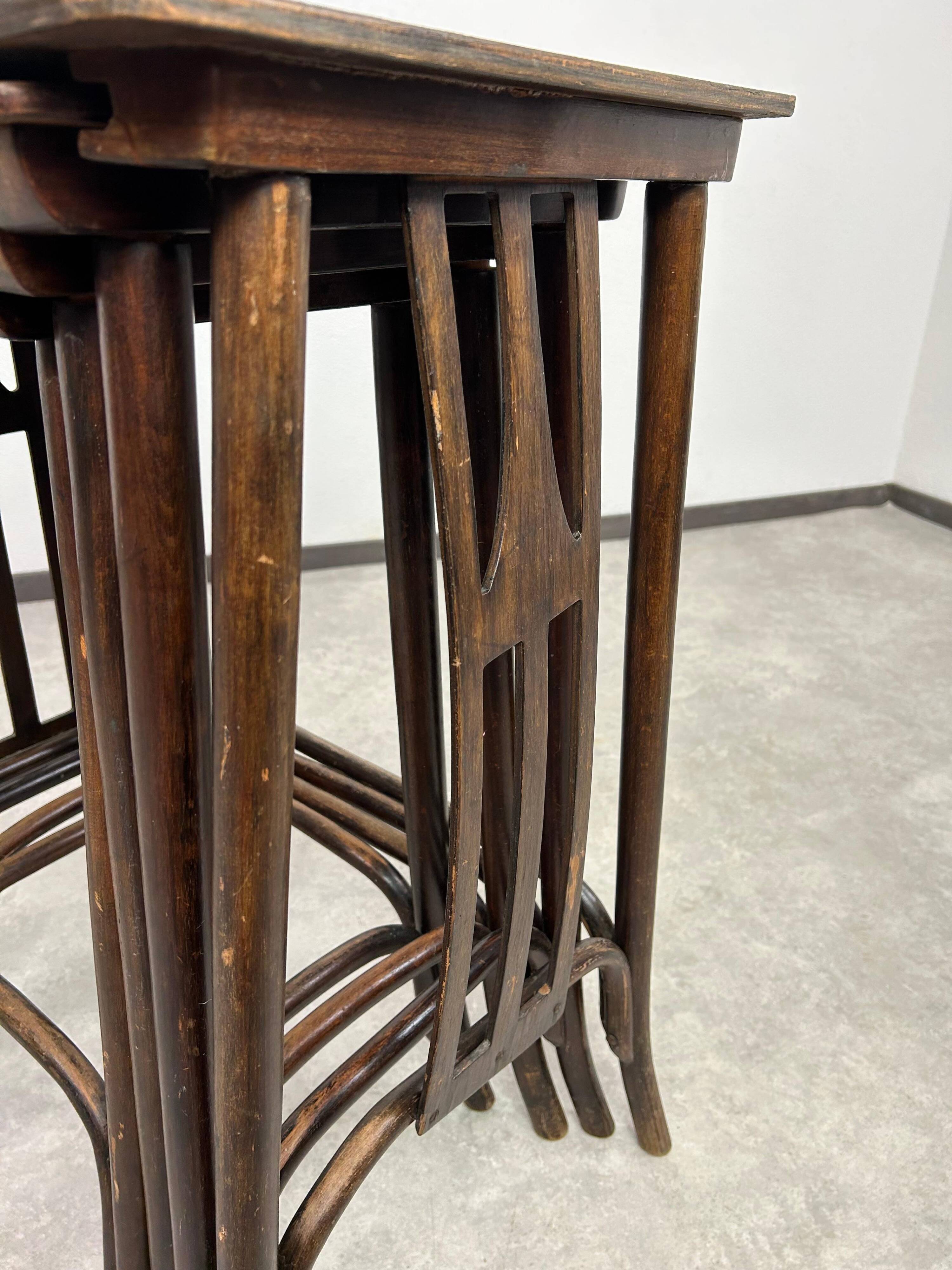 Nest tables Secession No. 958 by Siegel or Kolo Moser, produced by J&J Kohn.