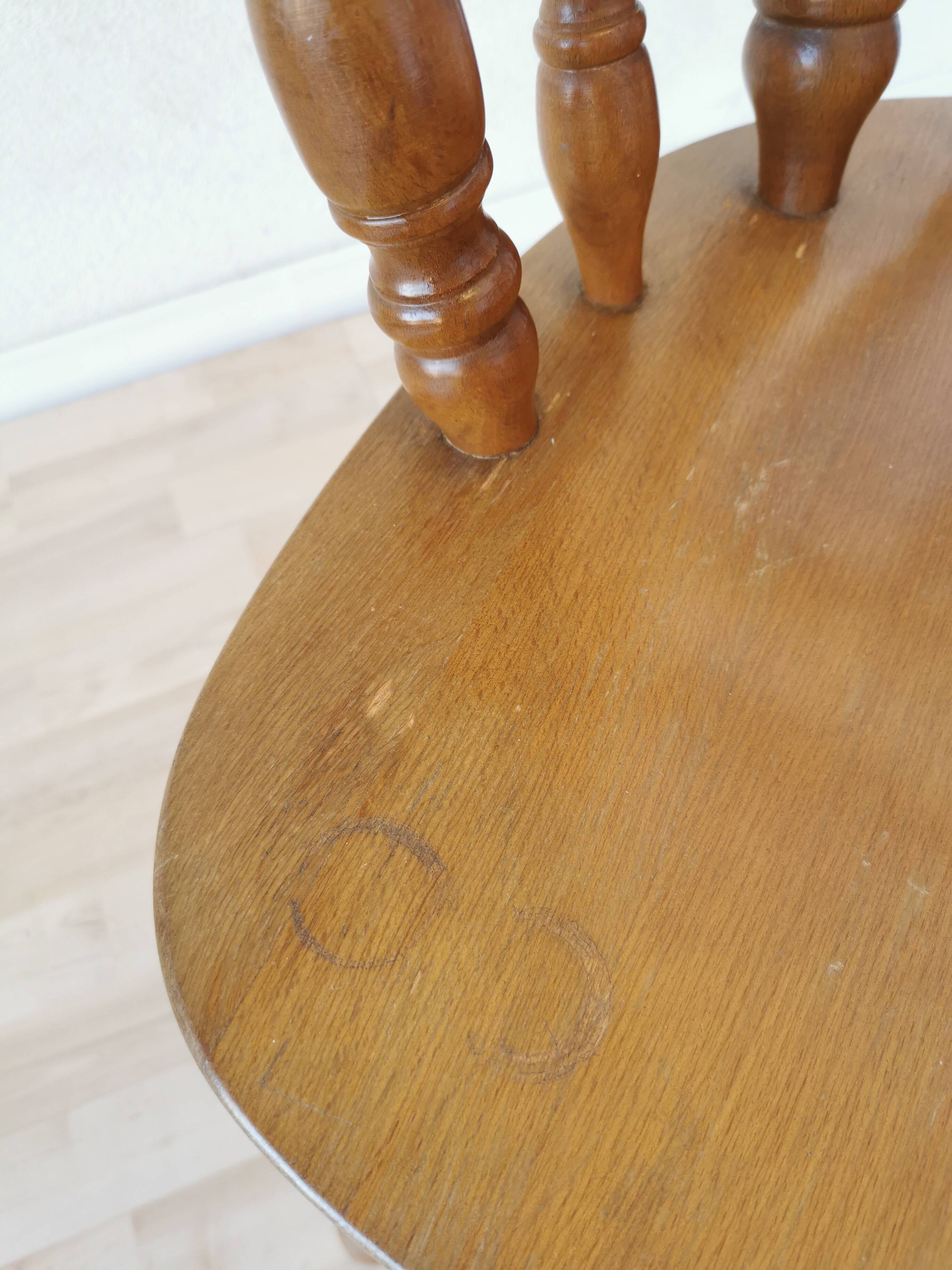 Vintage Beech Wood Windsor Dining Chair - 1970s Captains Armchair