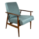 Armchair 'Lis', 1970s turquoise tweed design by Henryk Lis - brown beech wood